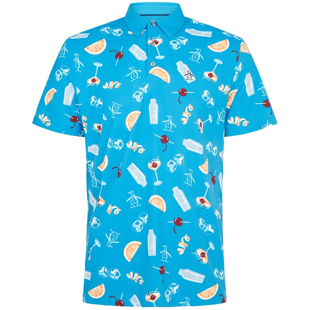 Built to Perform Original Penguin All-Over Oversize Polo Shirt - Mediterranean Blue
