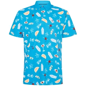 Built to Perform Original Penguin All-Over Oversize Polo Shirt - Mediterranean Blue