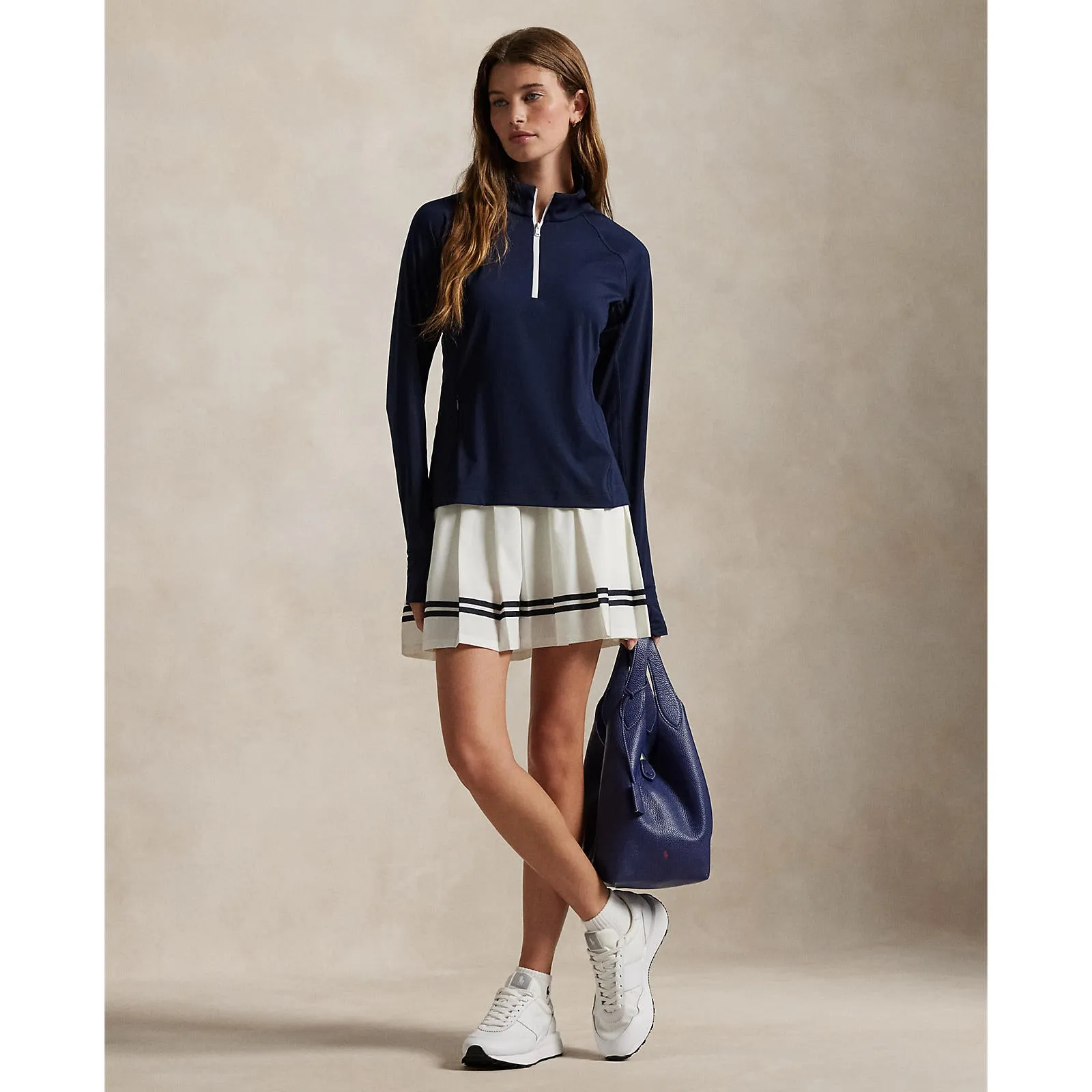 Rlx Ralph Lauren Women'S Stretch Jersey Peached Quarter-Zip Pullover - Refined Navy Footwear for the Fearless Step Into Strength