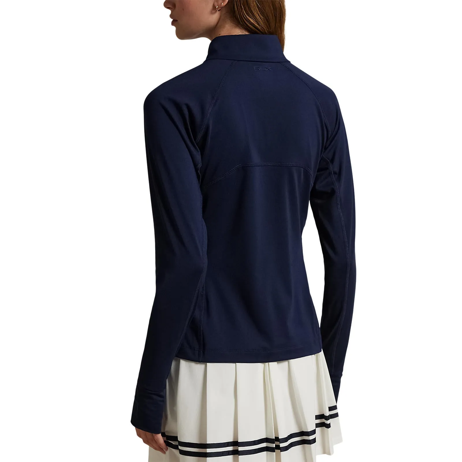 Rlx Ralph Lauren Women'S Stretch Jersey Peached Quarter-Zip Pullover - Refined Navy Dare to Lead Game-Changer Footwear