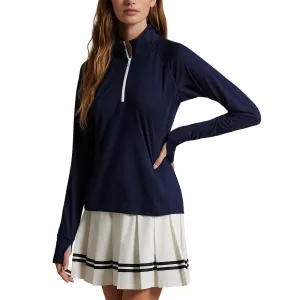 Rlx Ralph Lauren Women'S Stretch Jersey Peached Quarter-Zip Pullover - Refined Navy Push Beyond Limits