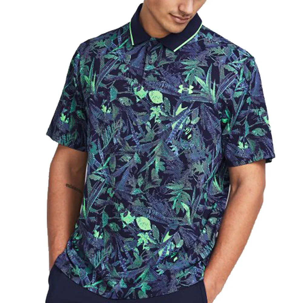 Break Boundaries Rule the Streets Under Armour Iso-Chill Edge Polo Shirt - Midnight Navy/Matrix Green/Matrix Green