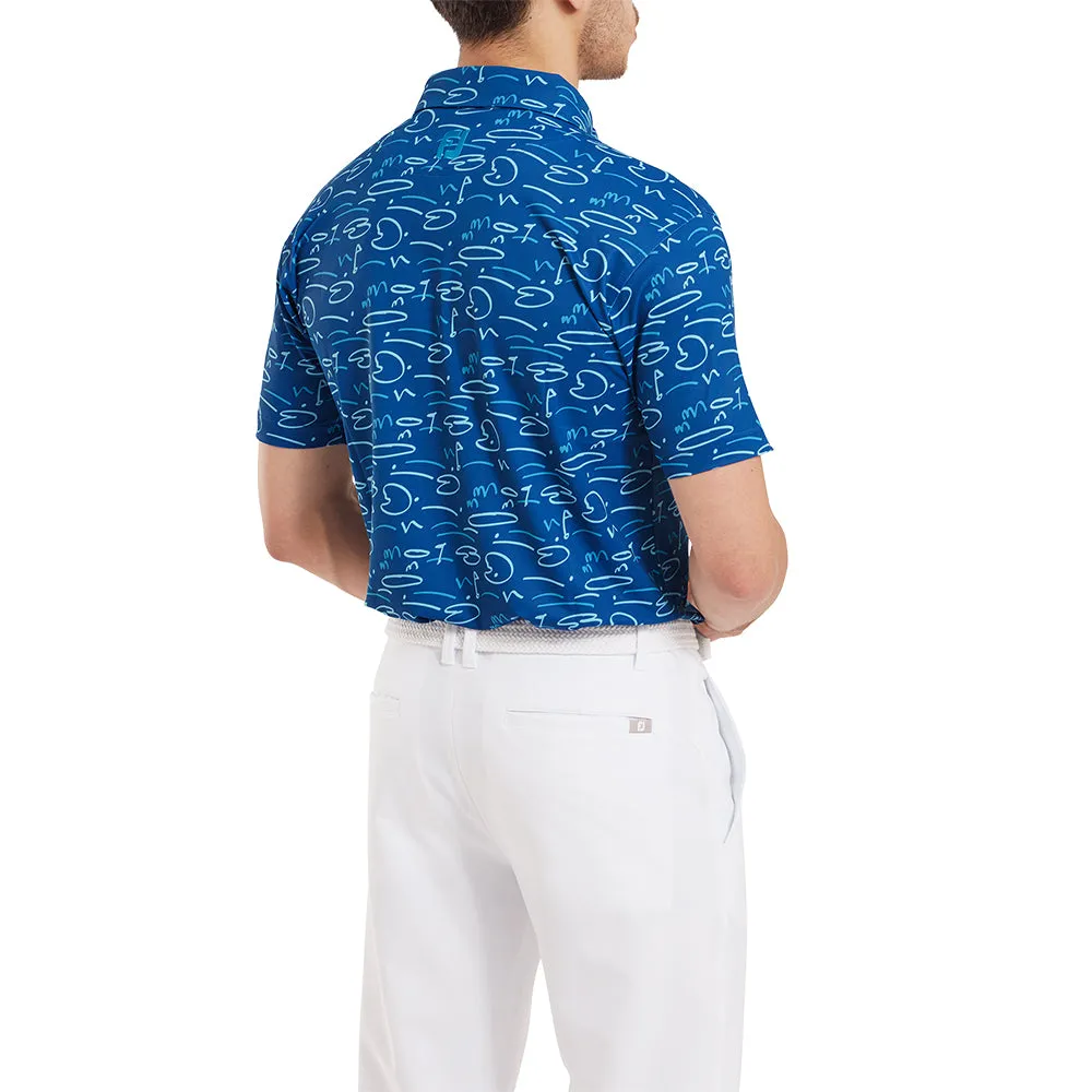 Footjoy Golf Course Doodle Print Polo Shirt - Deep Blue Clearance Sale