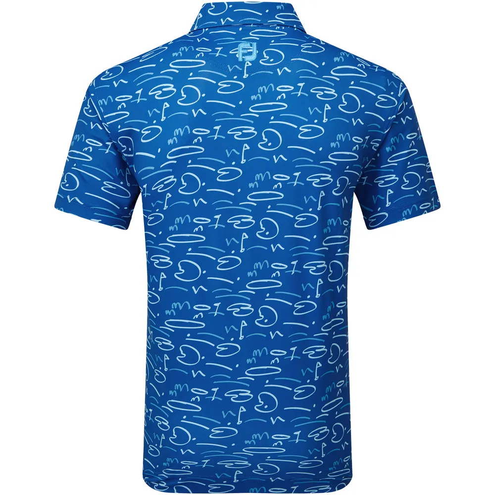 Memorial Day Sale Footjoy Golf Course Doodle Print Polo Shirt - Deep Blue