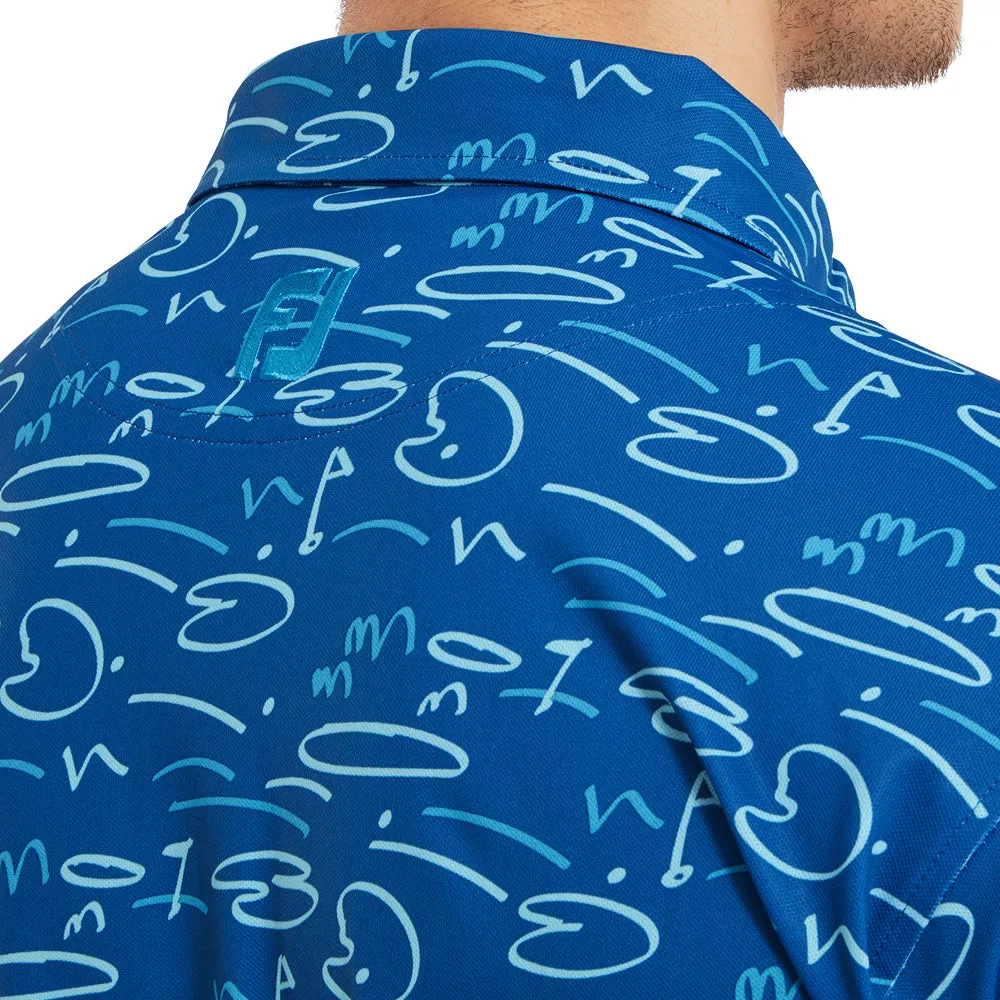 Flash Sale Move Beyond Ordinary Footjoy Golf Course Doodle Print Polo Shirt - Deep Blue