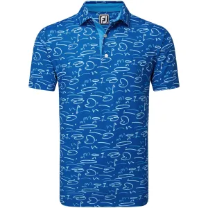 Economical Footjoy Golf Course Doodle Print Polo Shirt - Deep Blue