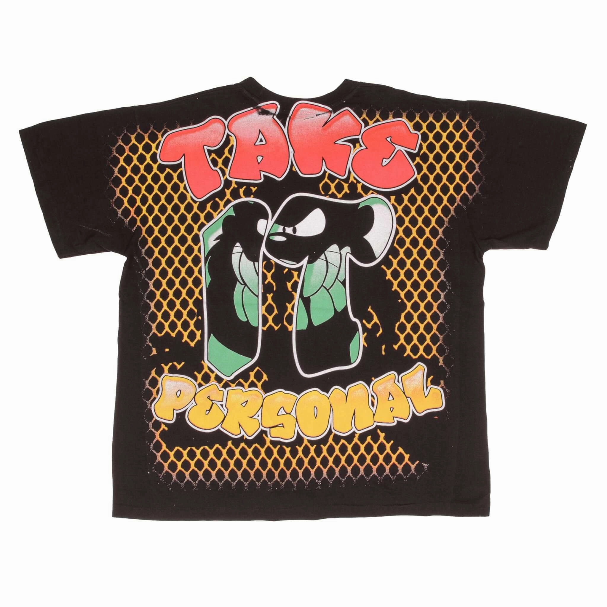 BOOTLEG ALL OVER PRINT TAZ JAM IT TAKE IT PERSONAL TEE SHIRT SIZE XL SINGLE STITCH