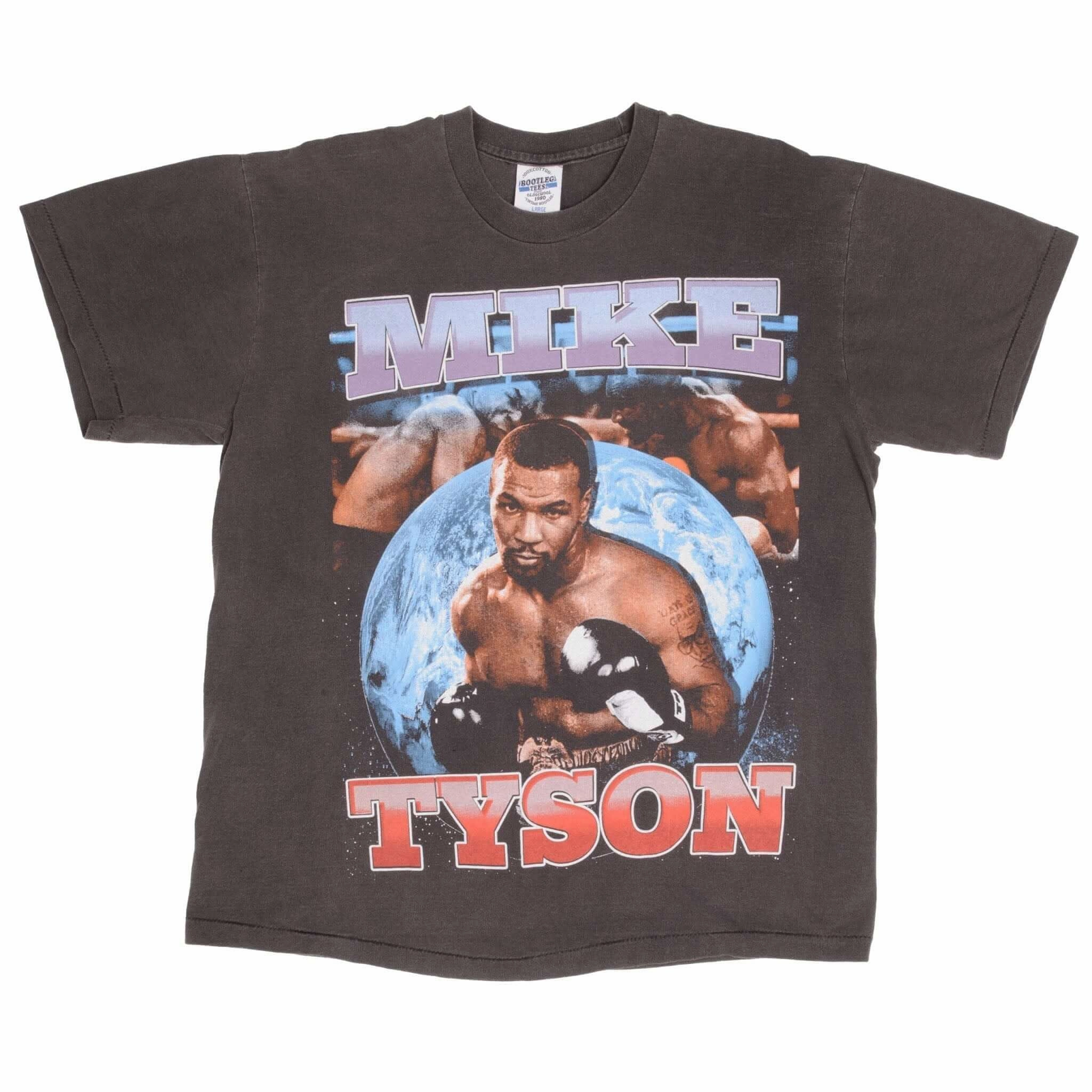 BOOTLEG BOXING TEE SHIRT MIKE TYSON IF YOU CANT BEAT THEM BITE EM LARGE