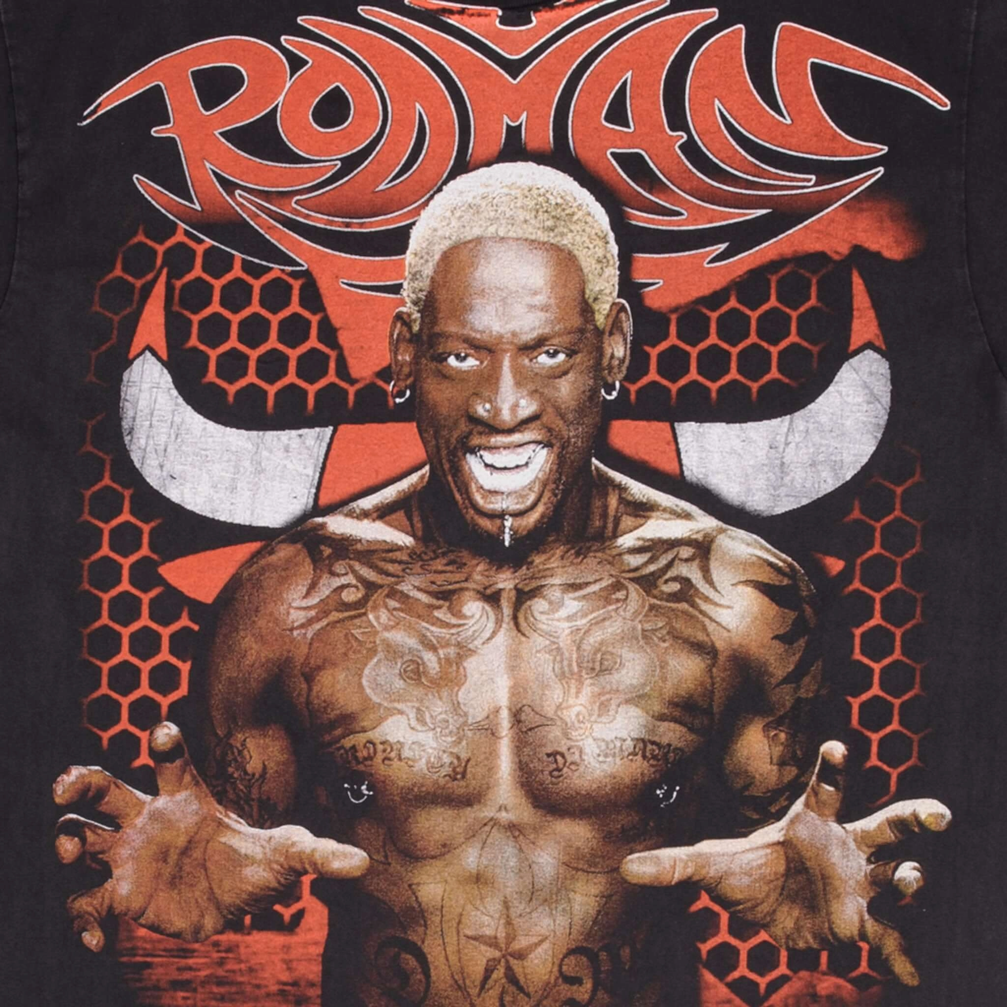 BOOTLEG TEE SHIRT NBA DENNIS RODMAN CHICAGO BULLS ALL OVER PRINT XL