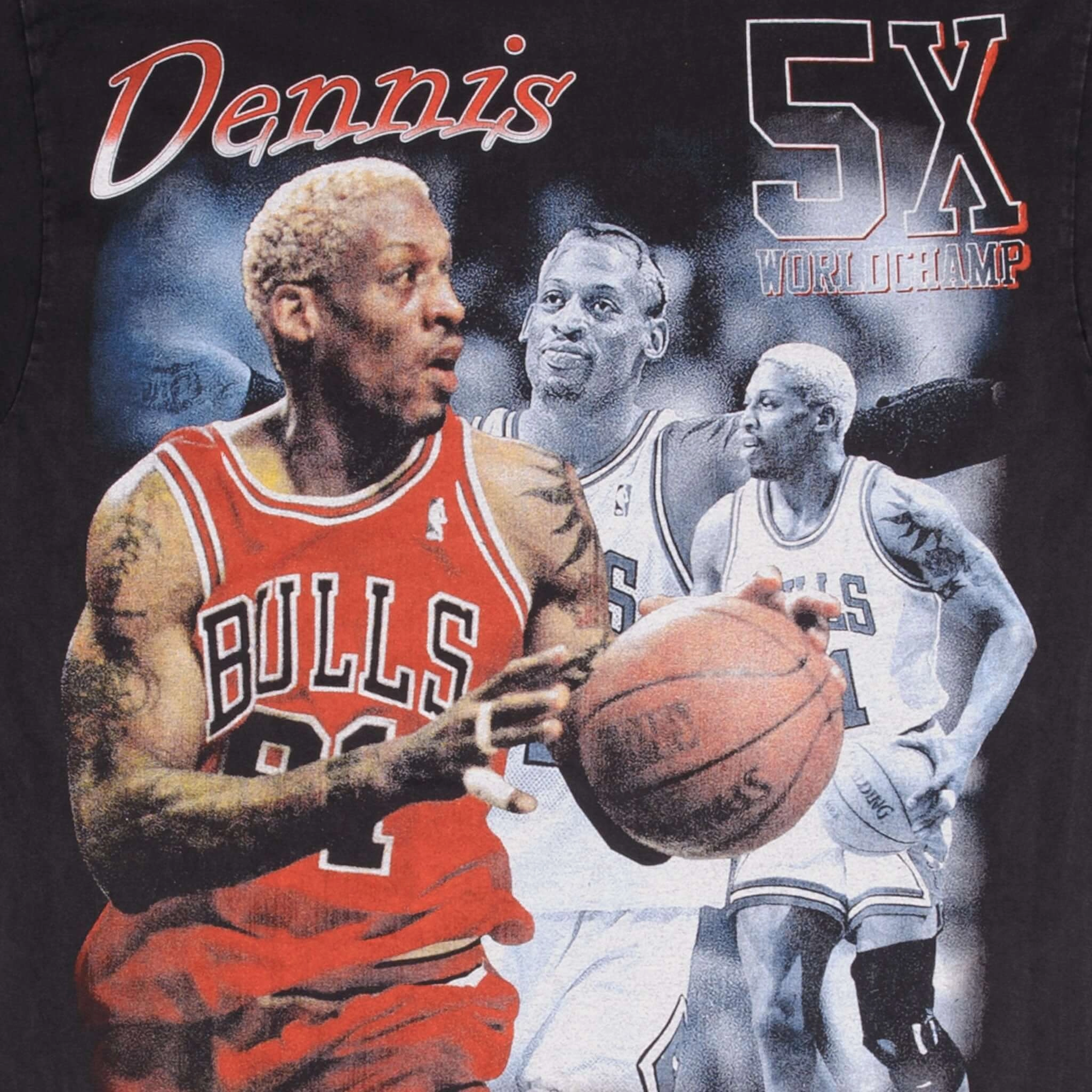 BOOTLEG TEE SHIRT NBA DENNIS RODMAN CHICAGO BULLS ALL OVER PRINT XL