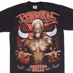 BOOTLEG TEE SHIRT NBA DENNIS RODMAN CHICAGO BULLS ALL OVER PRINT XL