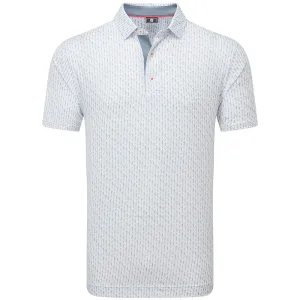 Walk Tall Walk with Power Footjoy Figure Print Lisle Polo Shirt - White/Flint