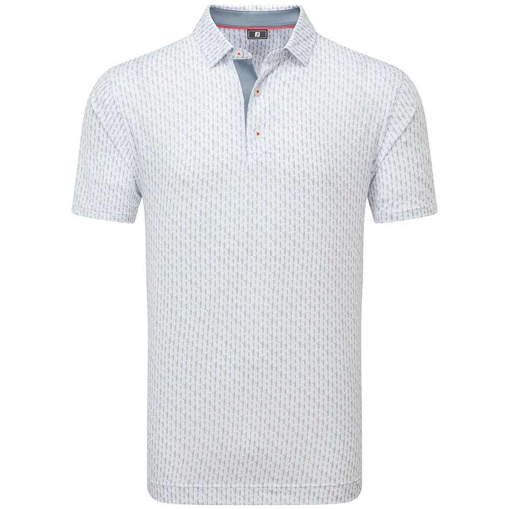 Walk Tall Walk with Power Footjoy Figure Print Lisle Polo Shirt - White/Flint
