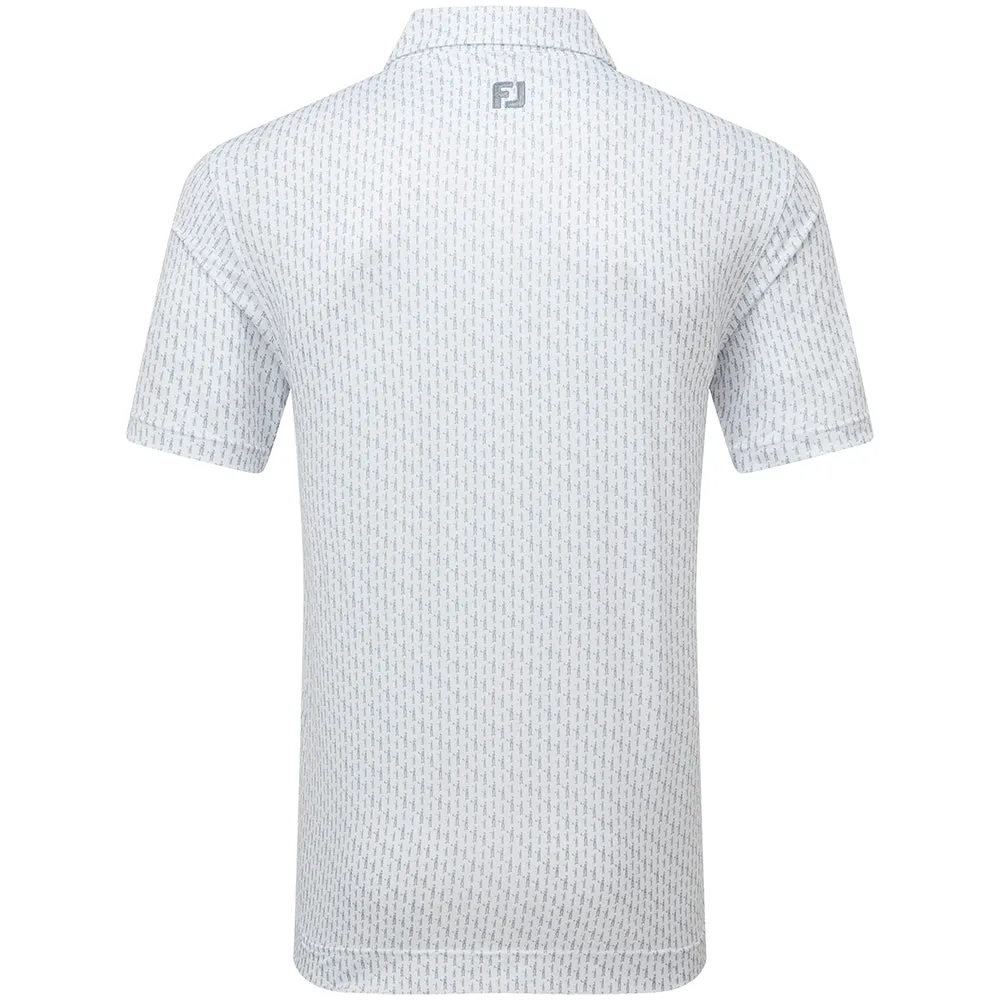 Footjoy Figure Print Lisle Polo Shirt - White/Flint Engineered for Speed