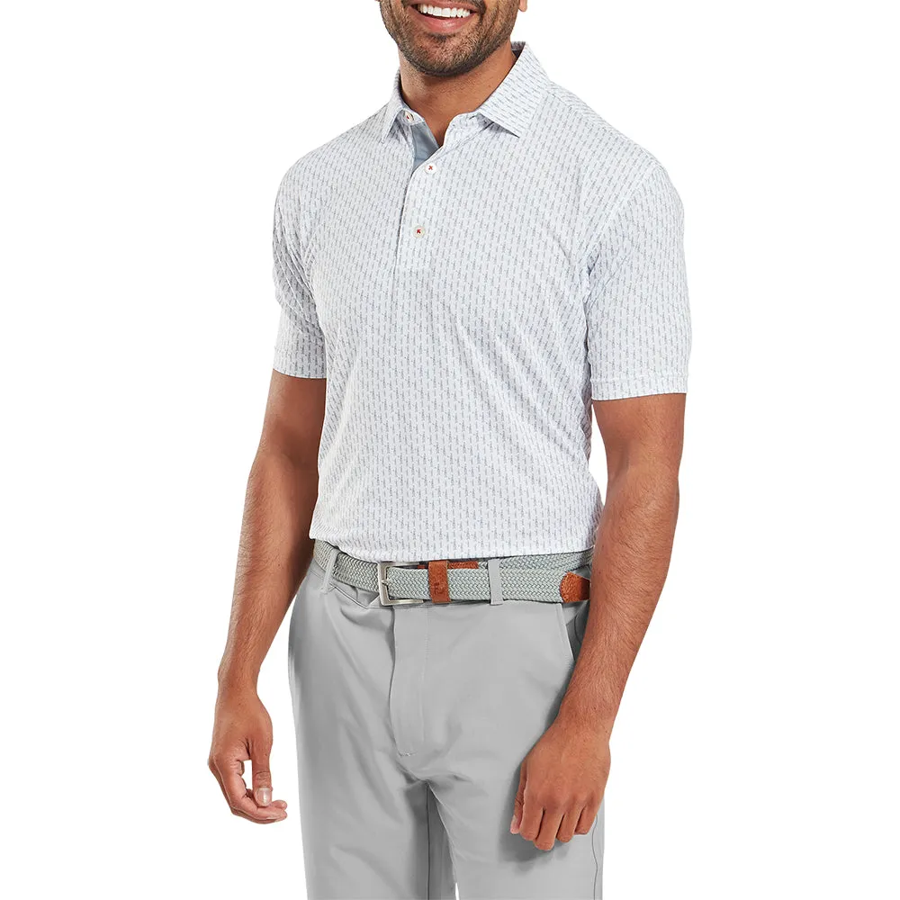 Footjoy Figure Print Lisle Polo Shirt - White/Flint Built to Perform Be Unstoppable