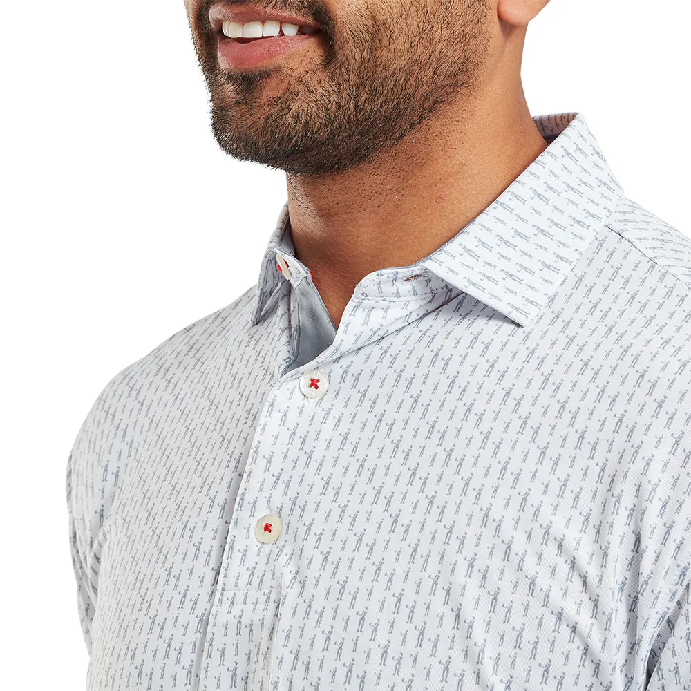 Move Like You Mean It Walk Tall Footjoy Figure Print Lisle Polo Shirt - White/Flint