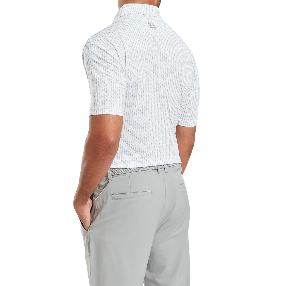 Footjoy Figure Print Lisle Polo Shirt - White/Flint Independence Day Sale