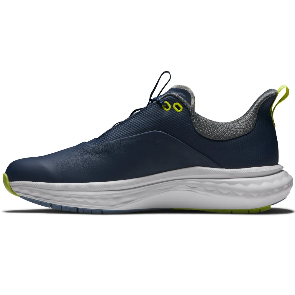 Footjoy Quantum Spikeless Waterproof Shoes - Navy/White/Lime Walk with Purpose