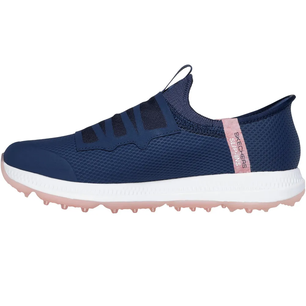Skechers Elite 5 Slip-Ins Ladies Spikeless Waterproof Shoes -  Navy/Pink Made to Move