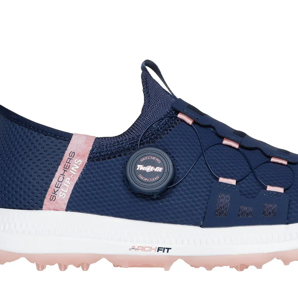Independence Day Sale Skechers Elite 5 Slip-Ins Ladies Spikeless Waterproof Shoes -  Navy/Pink