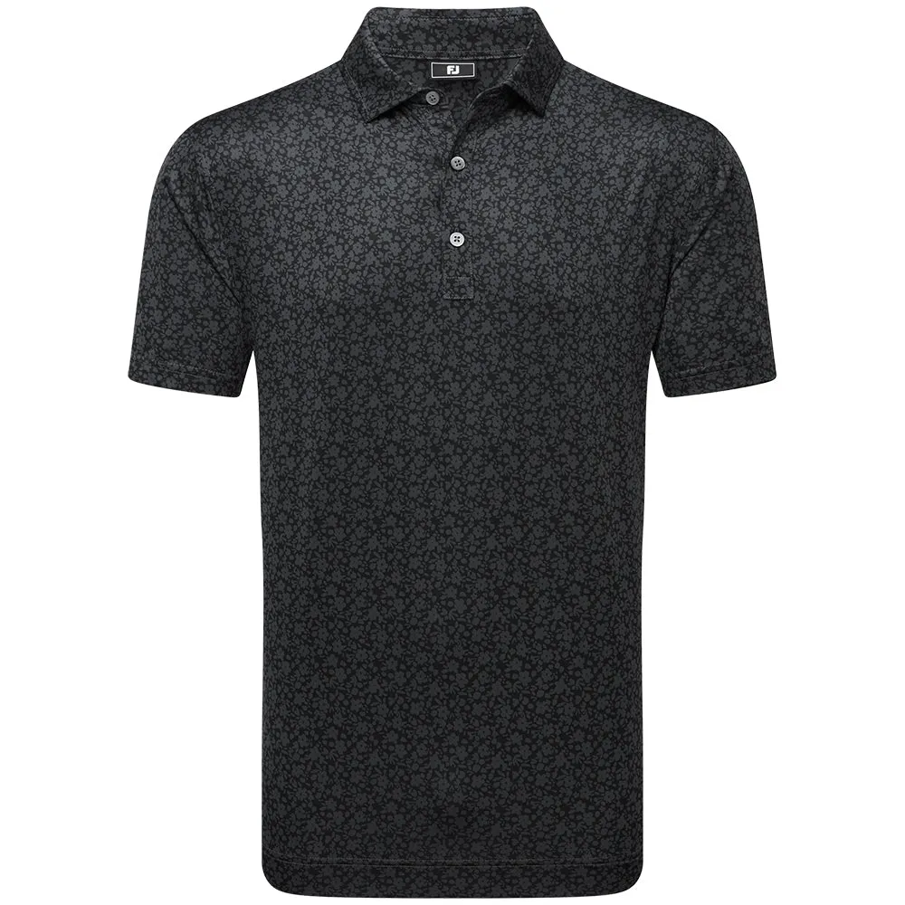 Footjoy Painted Floral Lisle Polo Shirt - Black Push Beyond Limits