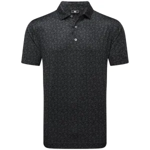 Footjoy Painted Floral Lisle Polo Shirt - Black Push Beyond Limits