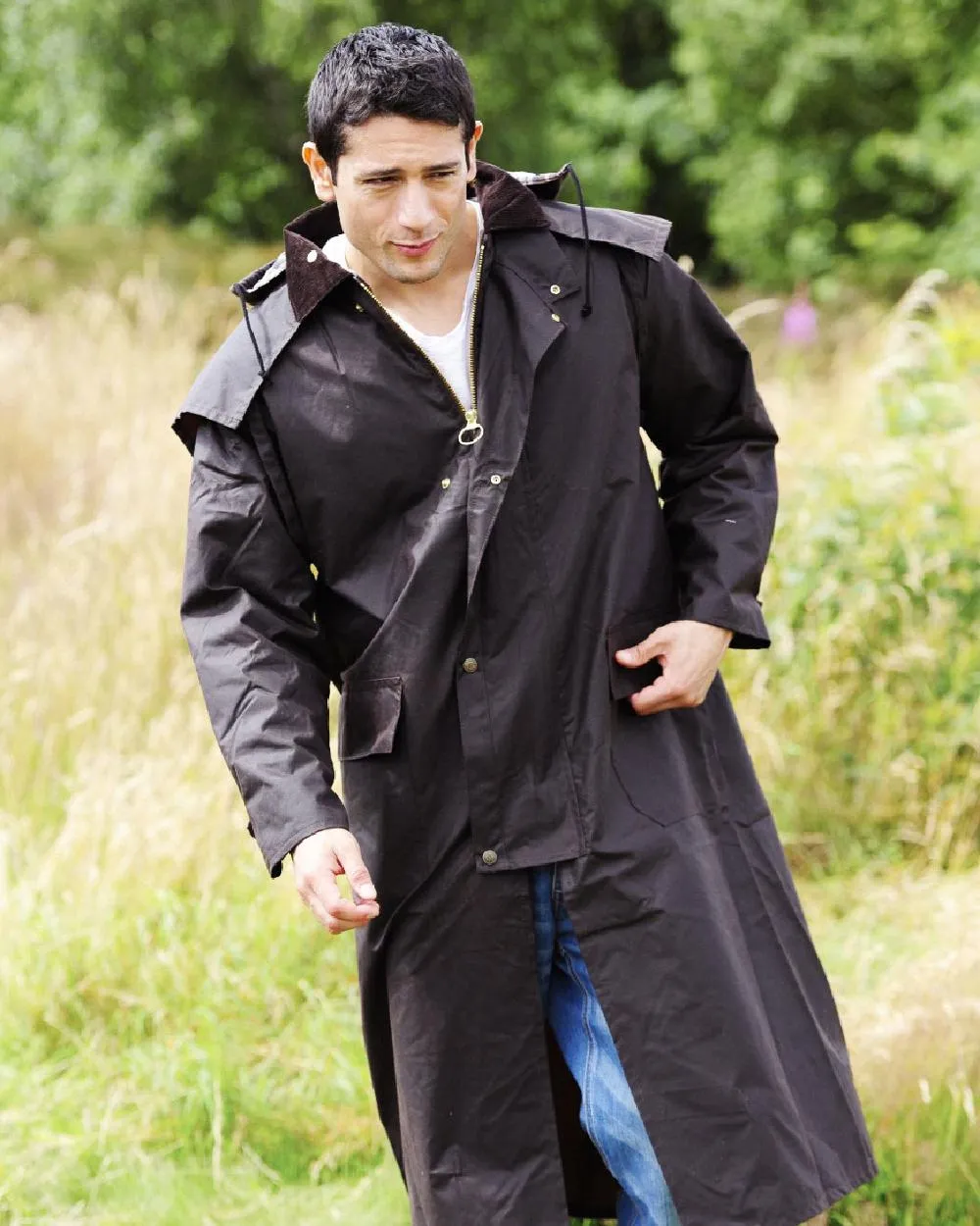 Bronte Long Wax Cotton Coat Men's Jackets and Coats