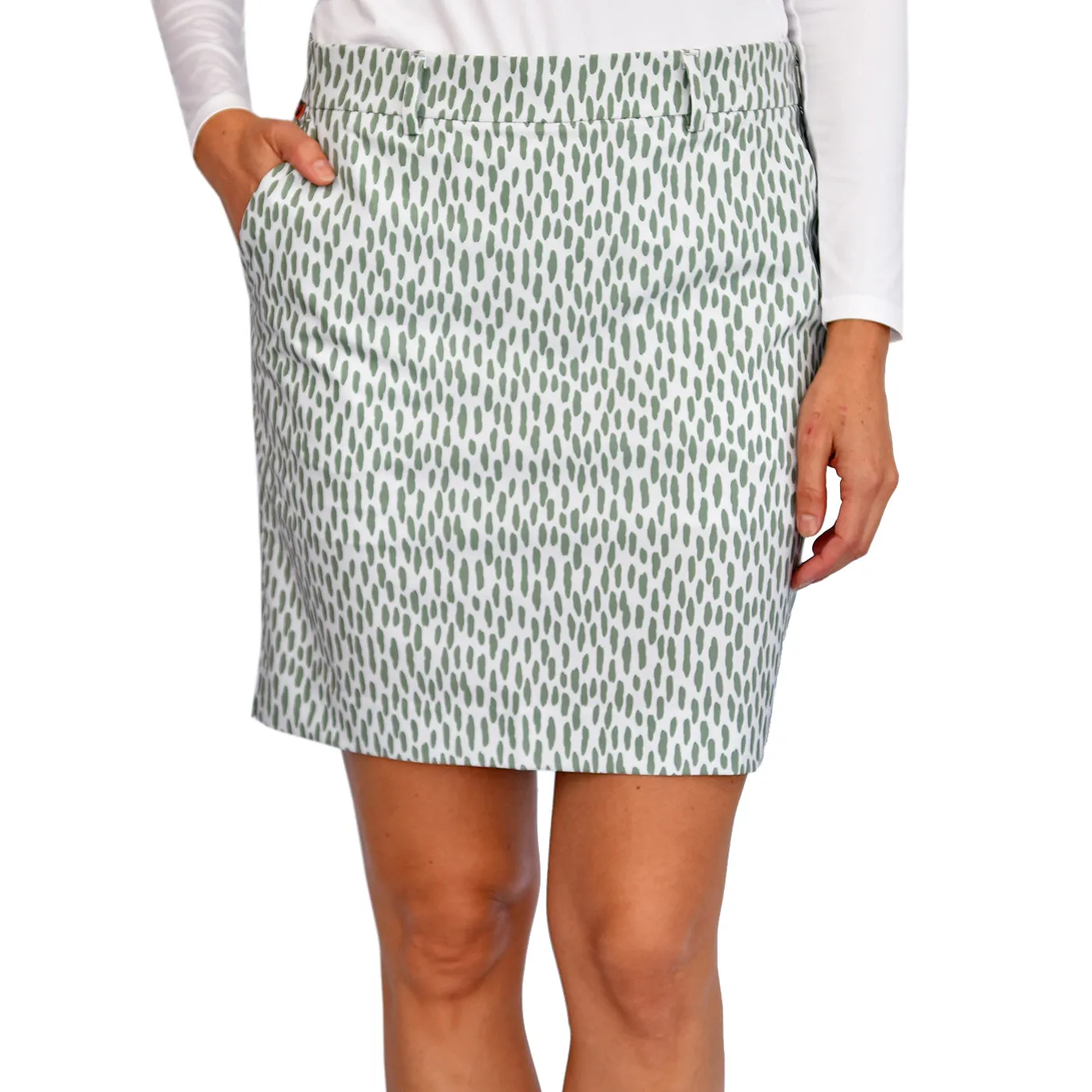 Stay in Motion Kjus Women'S Ice Skort Print 16.5" - Silver Fog/Sage Green