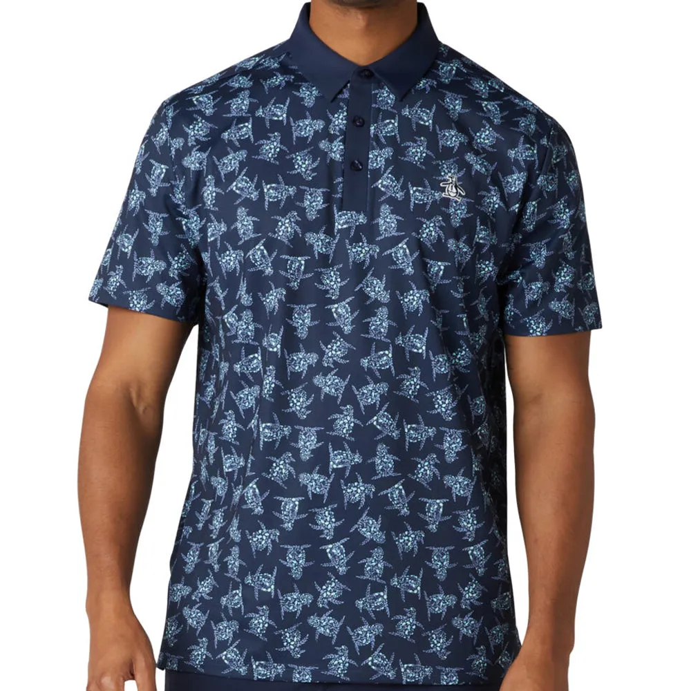 Original Penguin All Over 60 Floral Print Polo Shirt - Black Iris Deal Of The Century