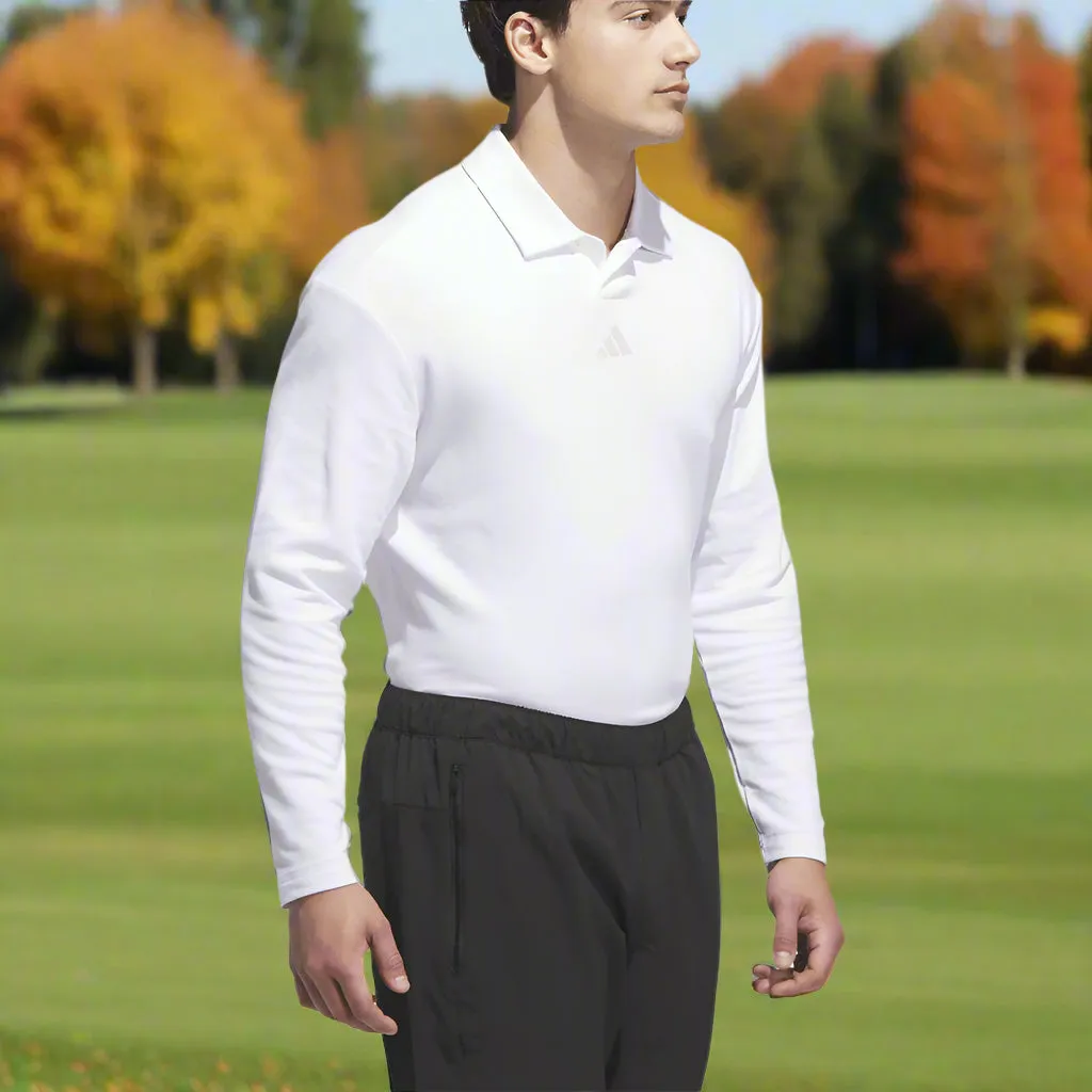 Adidas Beyond Long Sleeve Loose Fit Polo Shirt - White Walk Tall