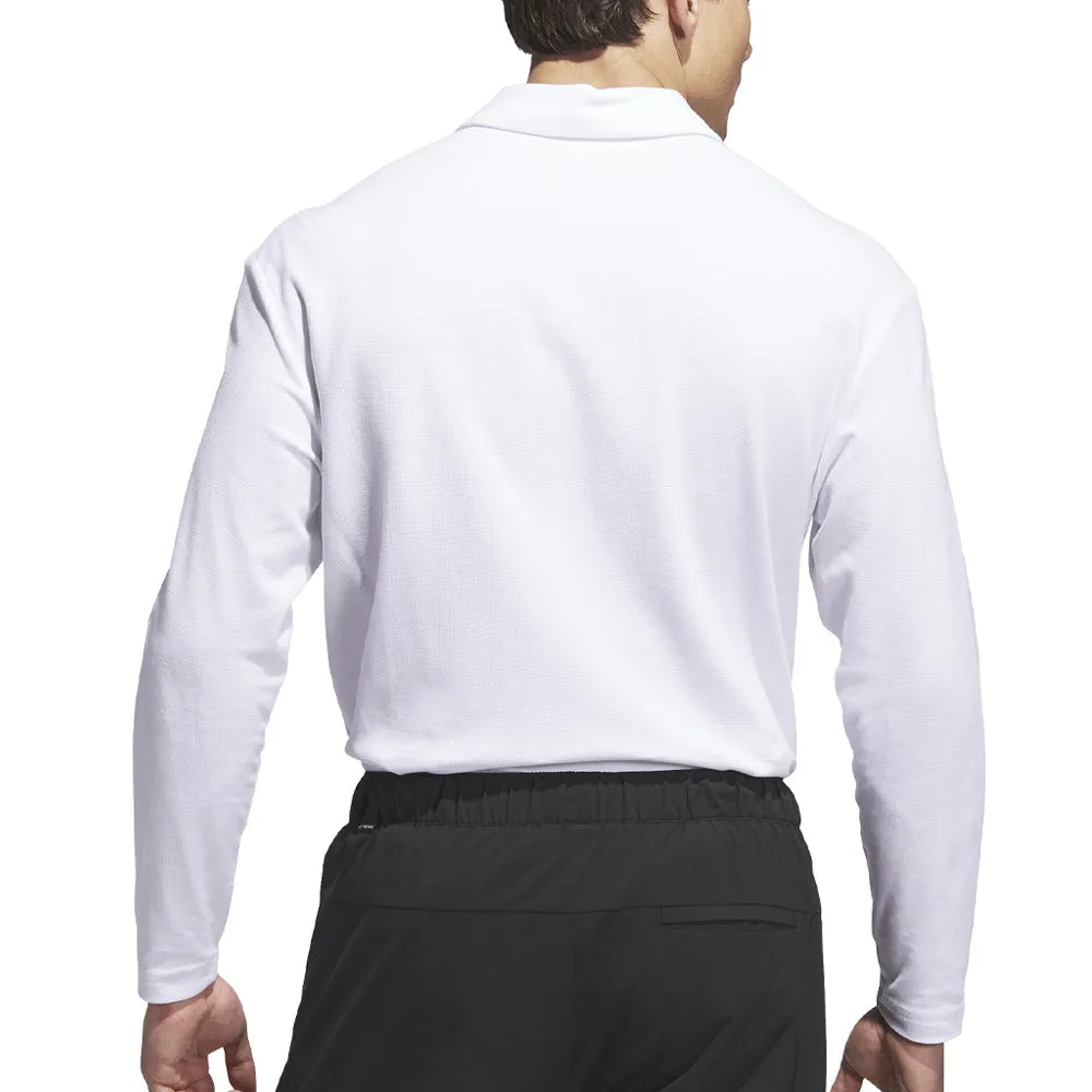 Adidas Beyond Long Sleeve Loose Fit Polo Shirt - White Budget Friendly