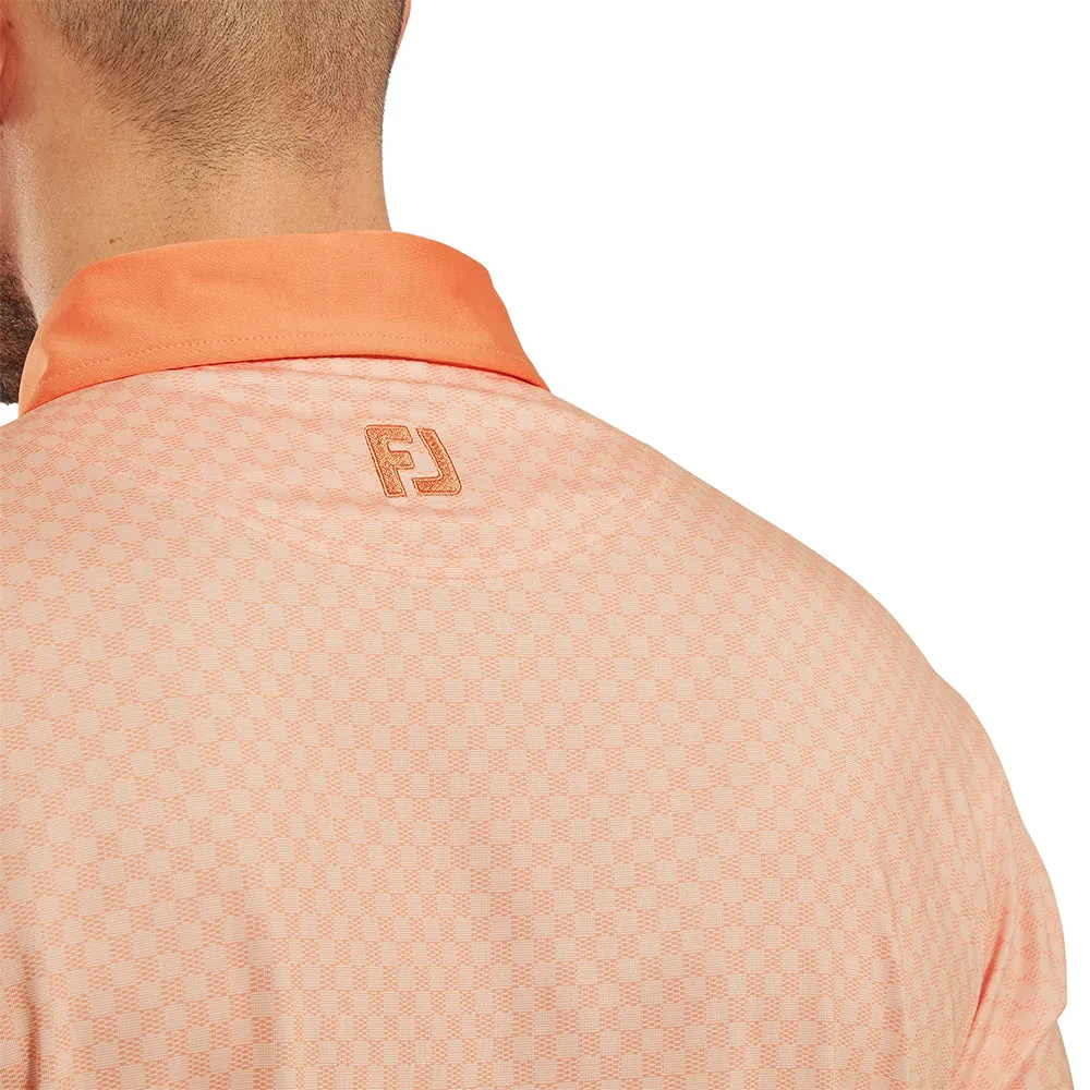 Footjoy Checker Jacquard Polo Shirt - Orange/White Spring Sale Lead with Style