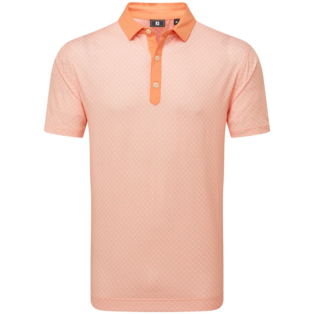 Footjoy Checker Jacquard Polo Shirt - Orange/White Own the Vibe