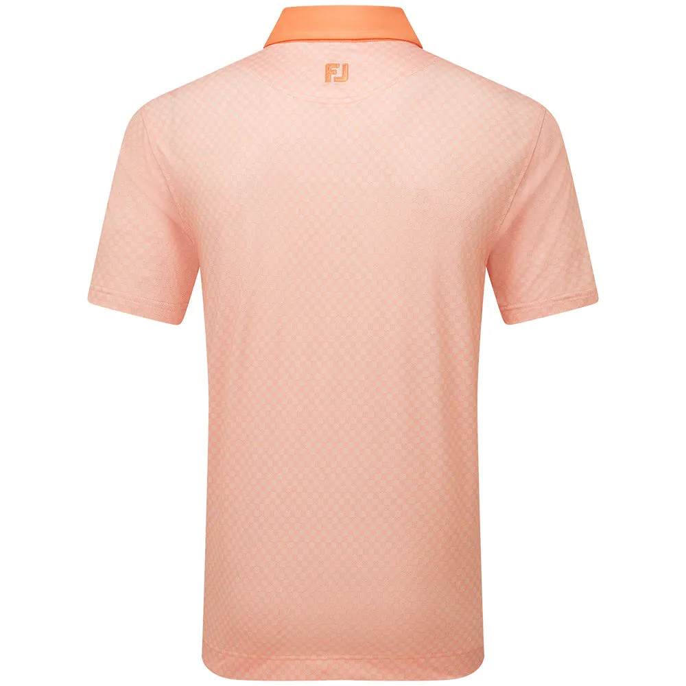 Footjoy Checker Jacquard Polo Shirt - Orange/White Feel the Energy