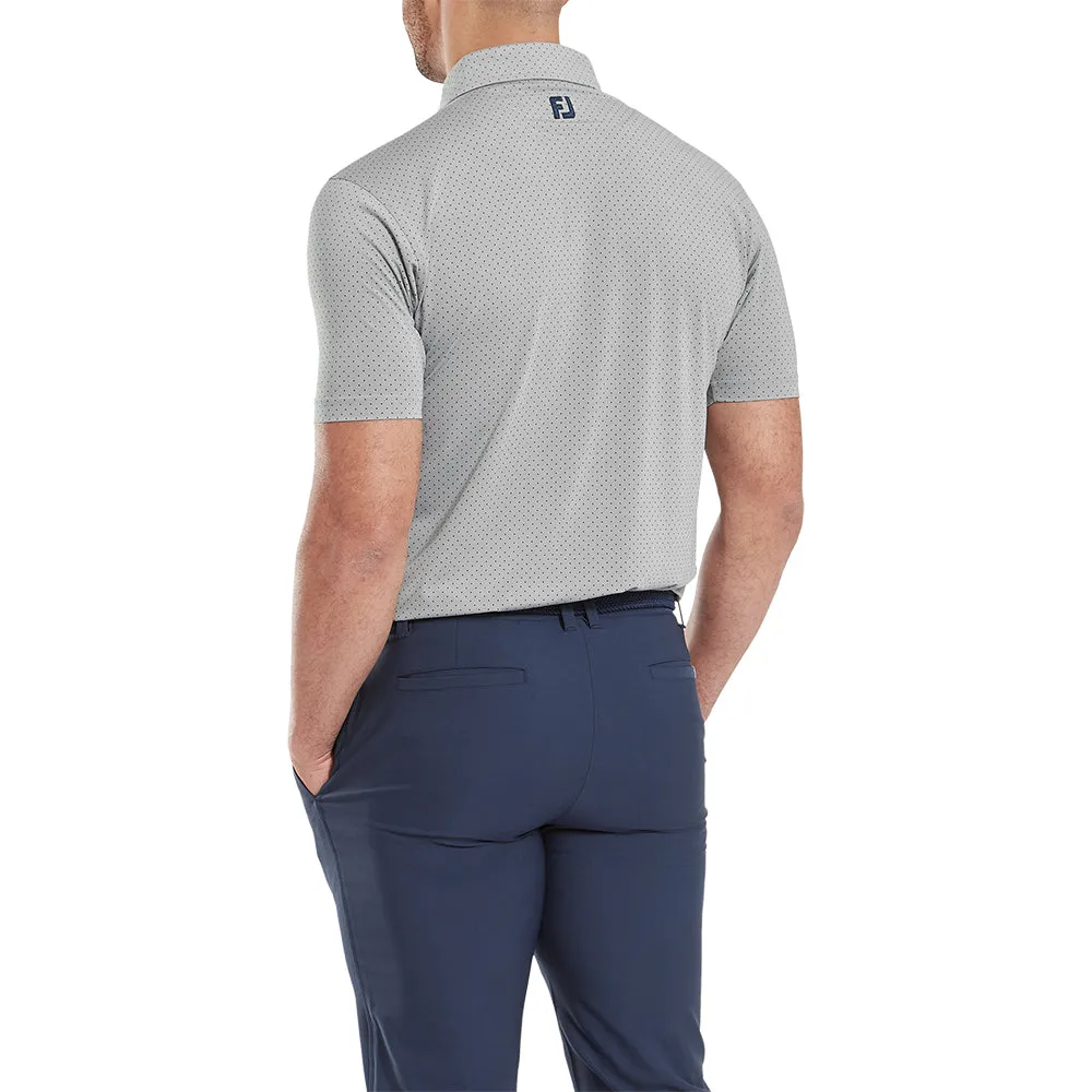 Footjoy Stretch Lisle Dot Print Polo Shirt - Grey/Navy Be Unstoppable Lead with Style