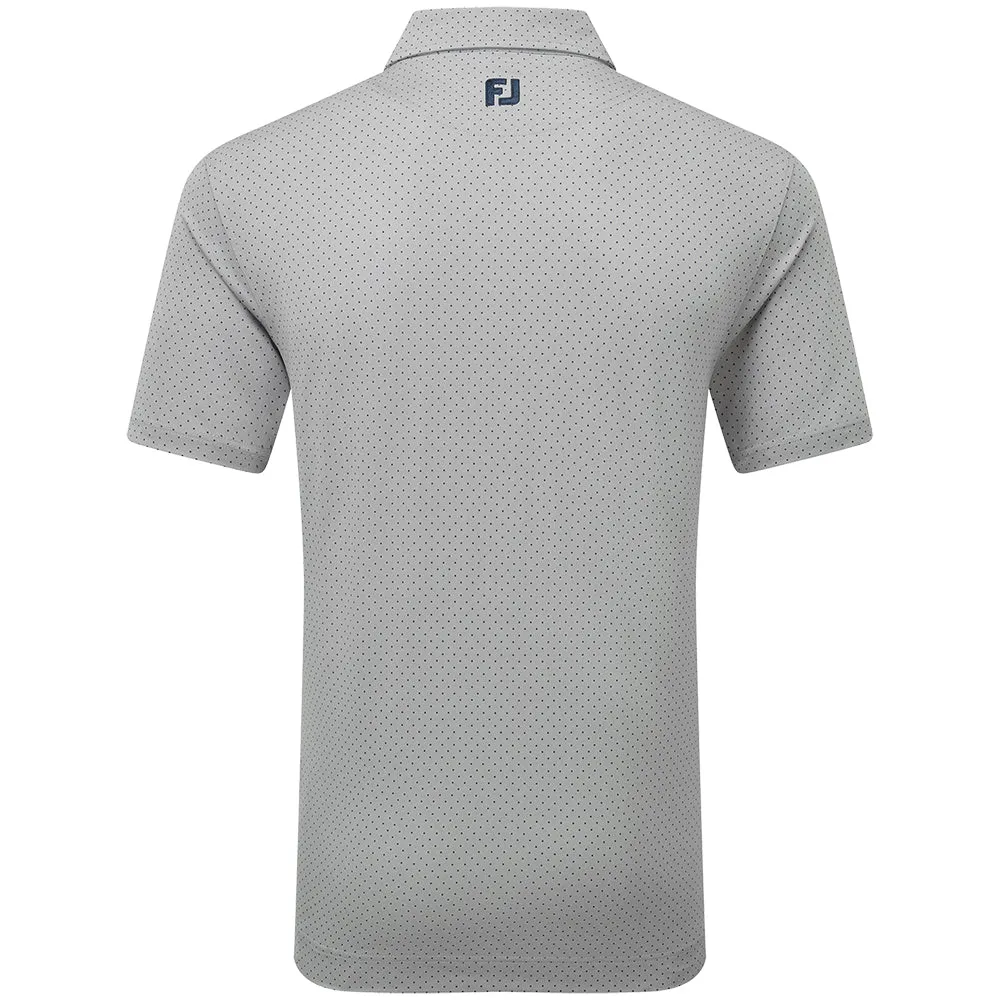 Footjoy Stretch Lisle Dot Print Polo Shirt - Grey/Navy Economical Budget Friendly
