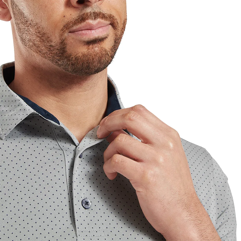 Footjoy Stretch Lisle Dot Print Polo Shirt - Grey/Navy Built for the Bold