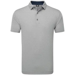 Command Attention Footjoy Stretch Lisle Dot Print Polo Shirt - Grey/Navy