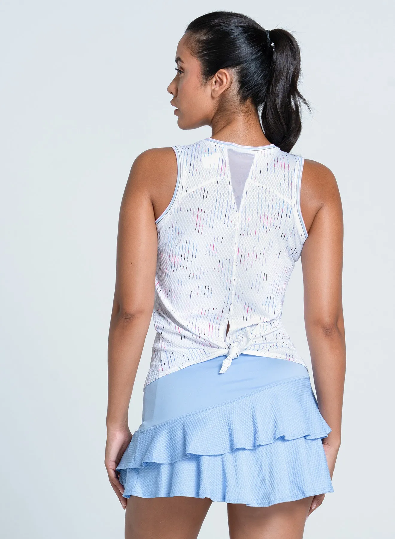 Built to Perform Valentine's Day Sale Love Me Blue Tie Back Tank