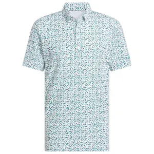 Adidas Ultimate365 Micro Argyle Polo Shirt - White/Pure Teal Back To School Sale Halloween Sale