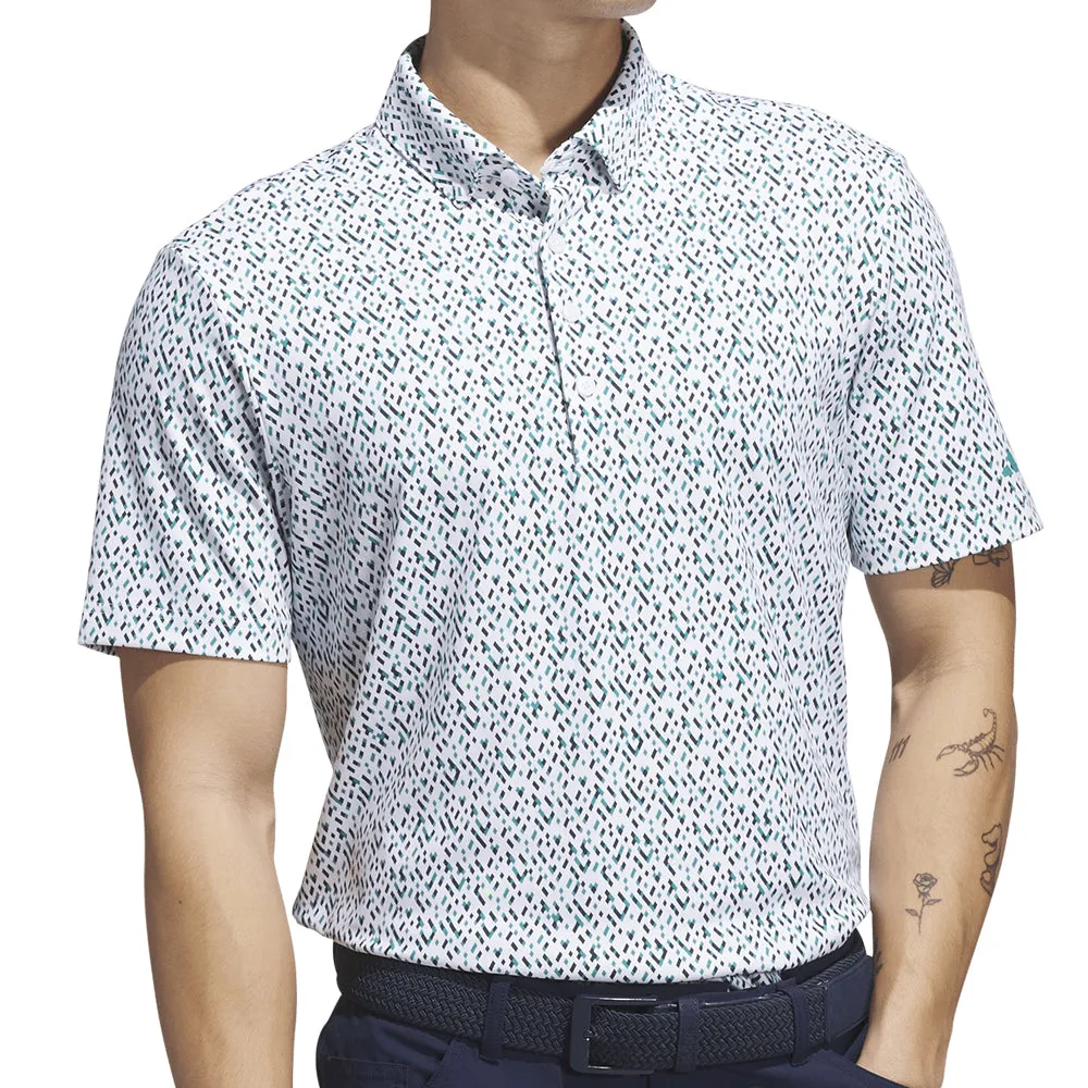 Dare to Lead Adidas Ultimate365 Micro Argyle Polo Shirt - White/Pure Teal