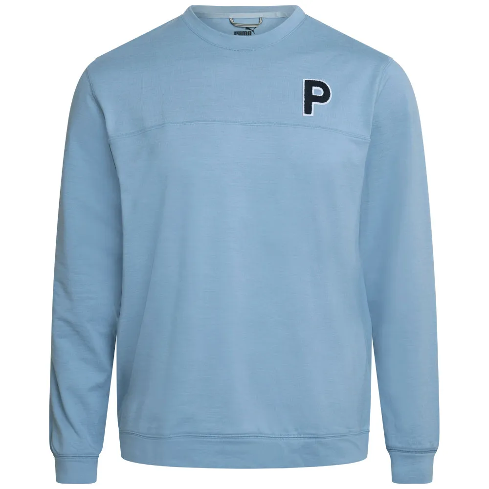 Own the Streets Move Like You Mean It Puma Cloudspun Patch Crewneck Sweater - Zen Blue Heather