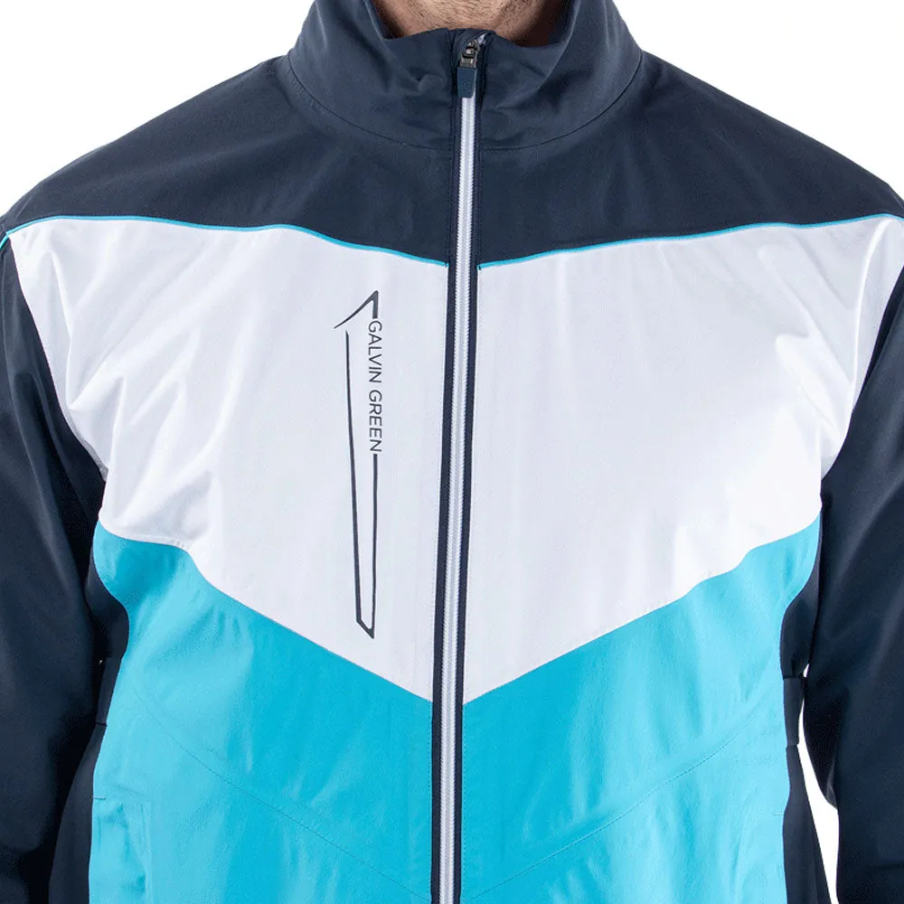 Move Beyond Ordinary Built to Move You Galvin Green Armstrong Gore-Tex Paclite Waterproof Jacket - Navy/Aqua/White