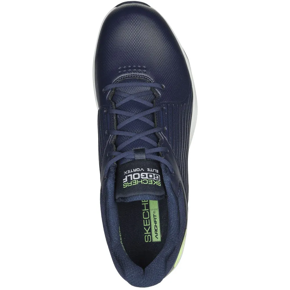 All Saints' Day Sale Skechers Go Golf Elite Vortex Spiked Waterproof Shoes - Navy/Lime