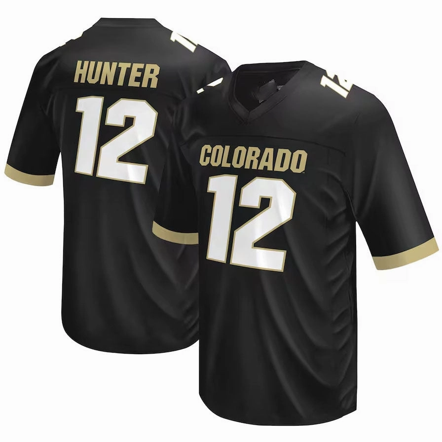 C.Buffaloes #12 Travis Hunter Original Retro Brand NIL Football Player Jersey  Black American College Jerseys