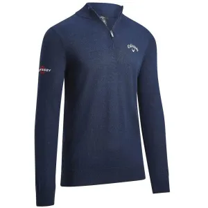 No Limits, Just Style Callaway 1/4 Zip Blended Merino Pullover - Navy Blue