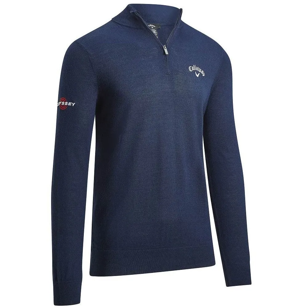 No Limits, Just Style Callaway 1/4 Zip Blended Merino Pullover - Navy Blue