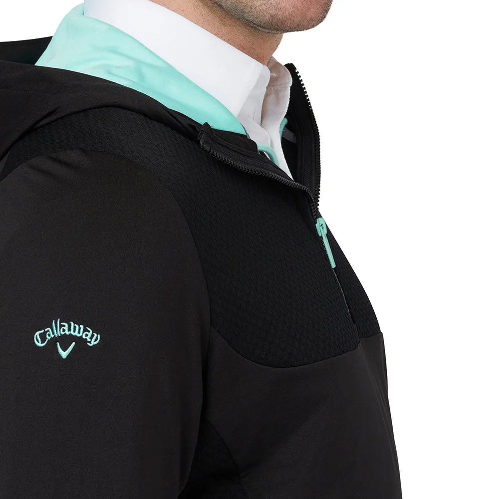 Callaway 1/4 Zip Mixed Media Technical Hoodie - Caviar Keep Going Strong All Saints' Day Sale