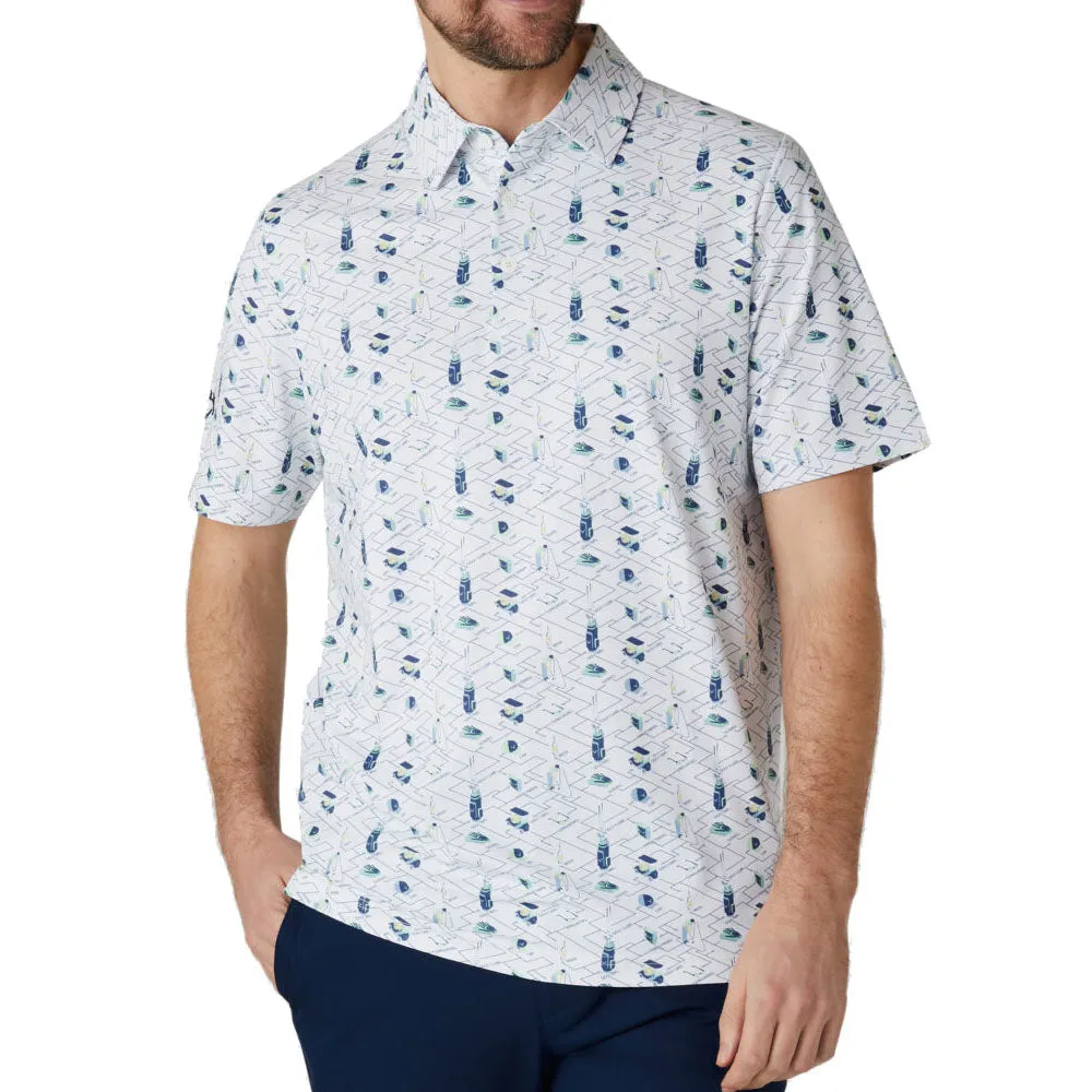 Game-Changer Footwear Step into the Beat Callaway All Over Essential Print Polo Shirt - Bright White