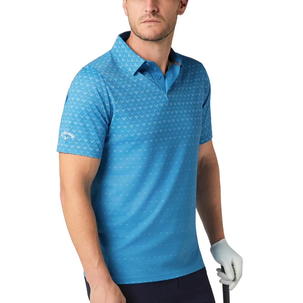 Game-Changer Footwear Own the Streets Callaway Engineered Chev Ombre Print Polo Shirt - Cendre Blue